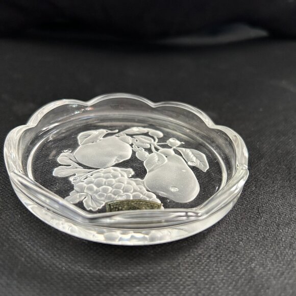 Vintage Val St Lambert Clear Crystal Brussels Intaglio Coasters Set of 4 - Picture 7 of 9